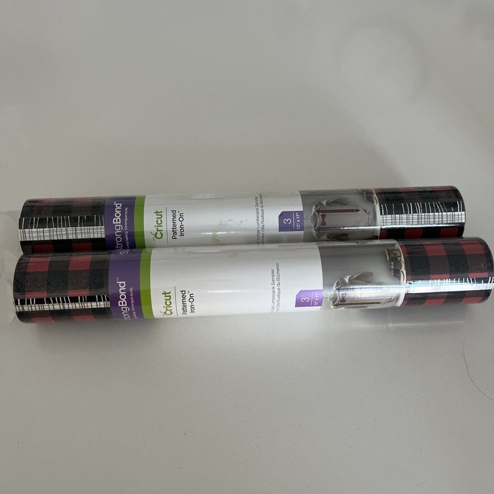 Cricut Strong‎ Bond (2) 12x17" Patterned Iron On Rustic Lodge Lumberjack Sampler